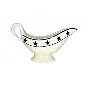 Vintage American Sterling China Blue Star Ironstone Gravy Boat Wellsville OH USA